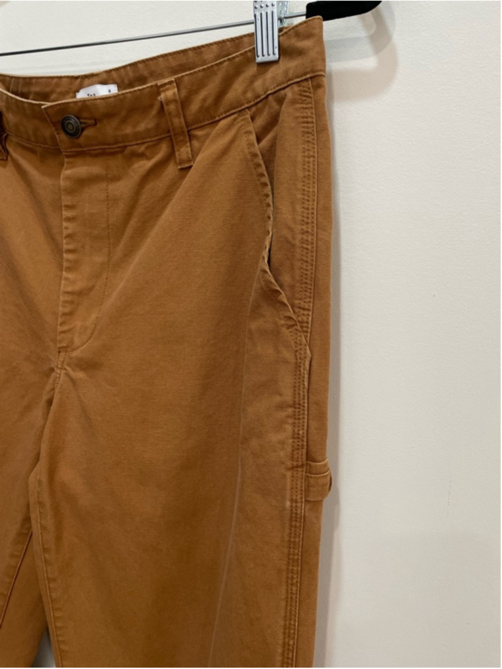 Tna Aritzia Canvas Carpenter Pants Brown Tan Workwear Utility Straight 8 Relaxed - Picture 3 of 11